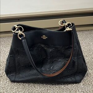 Coach Black Shoulder Bag with Gold Hardware